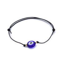 Adjustable Cowhide Cord Bracelet Handmade Evil Eye Gold Z142