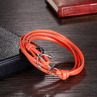 Leather Bracelet Anchor 8 Inches 10MM Hook Clasp L477