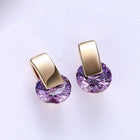 Platinum Plated Earrings Stud AAA Zirconia Blue Push Back Clasp L590