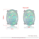 Environmental Brass Stud Earrings with Opal Aqua Gold Silver 8x6mm  P548