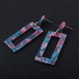 Ear Studs Alloy Cellulose Acetate(Resin) Rectangle Blue 50x20mm Pin 0.7mm  P573