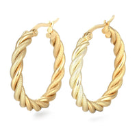 Stainless Steel Hoop Earring Hypoallergenic Ear Twisted Ring Gold Silver Z281