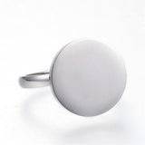 304 Stainless Steel Finger Rings Flat Round Gold Silver Z694