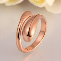 Rose Yellow Gold Platinum Plated Ring Women's Adjustable Size Plain Drop B530