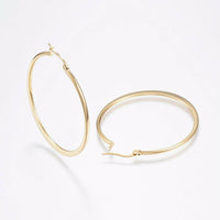 Stainless Steel Hoop Earrings Stainless Steel Gold Silver 1.8" Inch 1mm P205