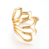 304 Stainless Steel Finger Rings Flower Gold Size 7 17mm  A16