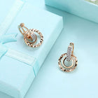 Yellow Gold Platinum Plated Earrings Drop Dangle Zirconia  Latch Back Clasp L578