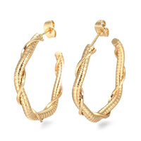 Stainless Steel Half Hoop Earrings Stud  Hypoallergenic Twisted Ring Gold Z275