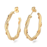 Stainless Steel Half Hoop Earrings Stud  Hypoallergenic Twisted Ring Gold Z275