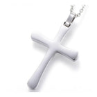 304 Stainless Steel Pendant Necklace Polish Latin Cross Silver Color 19.5"  A254
