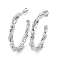 Stainless Steel Half Hoop Earrings Stud  Hypoallergenic Twisted Ring Gold  Z279