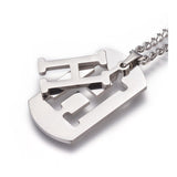 Stainless Steel Initial Pendant Necklace Lobster Chain Alphabet Letter 27" A385