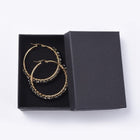 Hoop Earrings Stone Beads Gold Stainless Steel Hoop 50mm Pin 0.6x1mm  P602