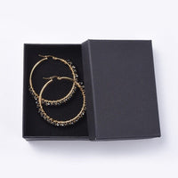 Hoop Earrings Stone Beads Gold Stainless Steel Hoop 50mm Pin 0.6x1mm  P602