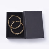 Hoop Earrings Stone Beads Gold Stainless Steel Hoop 50mm Pin 0.6x1mm  P602