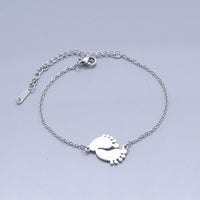 Stainless Steel Bracelet Lobster Baby Feet Silver Ajustable Z213