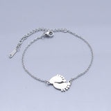 Stainless Steel Bracelet Lobster Baby Feet Silver Ajustable Z213