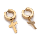 Stainless Steel Cross Clip-on Earrings Hypoallergenic Gold Silver Purple Z342