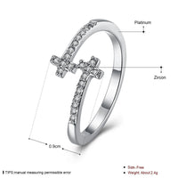 Rose Gold Platinum Plated Fashion Ring AAA Zirconia Cross Adjustable Size B307