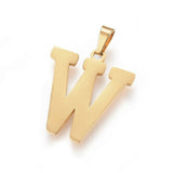 Stainless Steel Pendant 1.2" Earrings Necklace 17.7" Alphabet Letter Gold P813