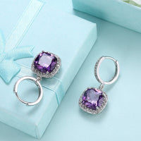 Yellow Gold Platinum Plated Earrings  Drop Dangle Zirconia Latch Back Clasp L594