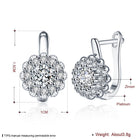 Platinum Plated Earrings  Hoop Huggies AAA Zirconia Latch Back Clasp L582