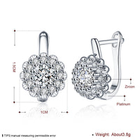 Platinum Plated Earrings  Hoop Huggies AAA Zirconia Latch Back Clasp L582
