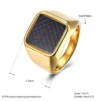 Stainless Steel Yellow Gold Platinum Plated Mens Band Ring Carbon Fiber B555