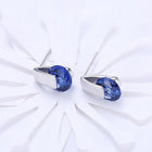 Platinum Plated Earrings Stud AAA Zirconia Blue Push Back Clasp L590