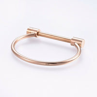 Stainless Steel Bangle Bracelet Screw Clasp Black Rose Gold 2.4" Diameter P515