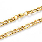 Stainless Steel Chain Figaro Necklace Lobster Clasp Gold 19.68" 50cm Z624