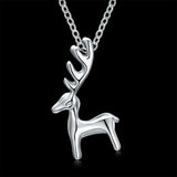 Zinc Alloy Pendant Necklace Christmas Reindeer Platinum Rose Gold 17.7" P29