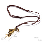 Genuine Leather Necklace Unisex Pendant Gun Adjustable Size Slide Clasp B489