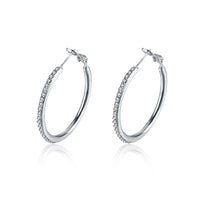 Rose Yellow Gold Silver Zirconia Latch Back Hoop Earrings L113