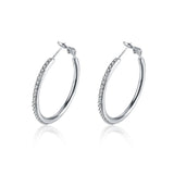 Rose Yellow Gold Silver Zirconia Latch Back Hoop Earrings L113