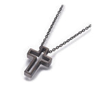 Stainless Steel Pendant Necklace Lobster Cross Gunmetal 18" 20x14x3mm Z460