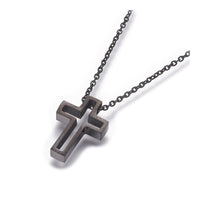 Stainless Steel Pendant Necklace Lobster Cross Gunmetal 18" 20x14x3mm Z460