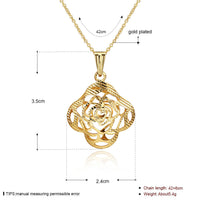 Yellow Gold Plated Necklace Pendant Flower Drop 19 Inches 1MM Lobster Clasp B301