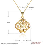 Yellow Gold Plated Necklace Pendant Flower Drop 19 Inches 1MM Lobster Clasp B301