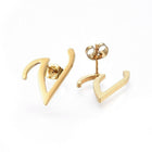 Stainless Steel Pendant 2" Earrings Necklace 17.7" Set Alphabet Letter Gold P814