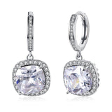 Yellow Gold Platinum Plated Earrings  Drop Dangle Zirconia Latch Back Clasp L594