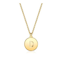 Pendant Necklace Chains Flat Round Initial Alphabet Letter Gold 16.15" P652