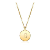 Pendant Necklace Chains Flat Round Initial Alphabet Letter Gold 16.15" P652