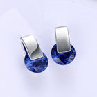 Platinum Plated Earrings Stud AAA Zirconia Blue Push Back Clasp L590