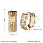 Platinum Plated Earrings Hoop Huggies AAA Zirconia Latch Back Clasp L544
