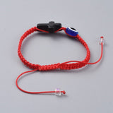 Nylon Braided Bead Bracelet Evil Eye Resin Turquoise Cross Red Adjustable P236