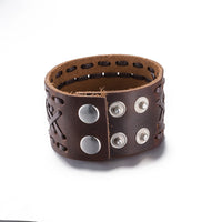 Leather Bracelet Black Brown 9 Inches 42MM Push button  L448