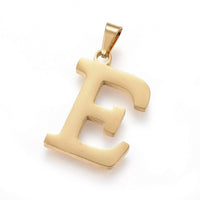 Stainless Steel Pendant 1.2" Earrings Necklace 17.7" Alphabet Letter Gold P813