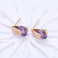 Platinum Plated Earrings Stud AAA Zirconia Blue Push Back Clasp L590
