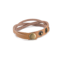 Leather Bracelet Beige  Orange Brown 8.5 Inches 13MM Push button L466